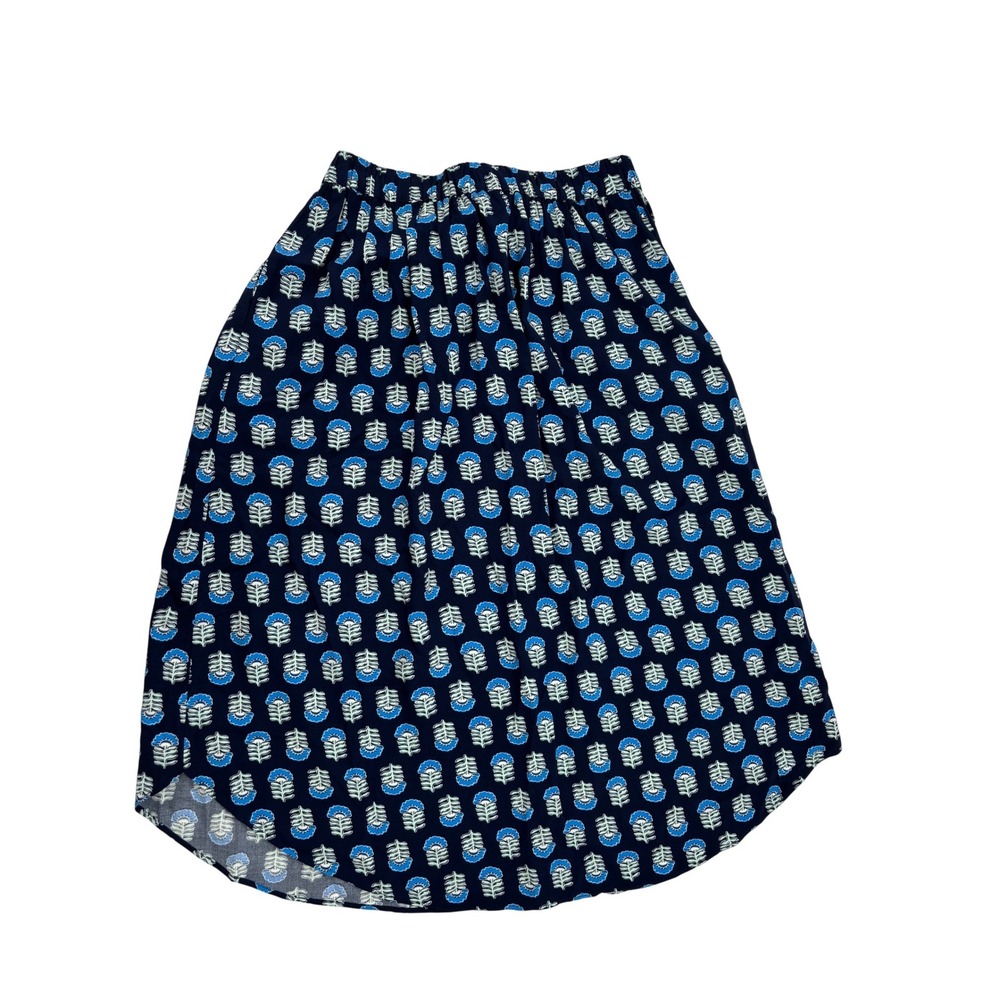 J.Crew Womens Navy Blue‎ Floral Print Elastic Waist Midi Skirt Size Small - Picture 3 of 3